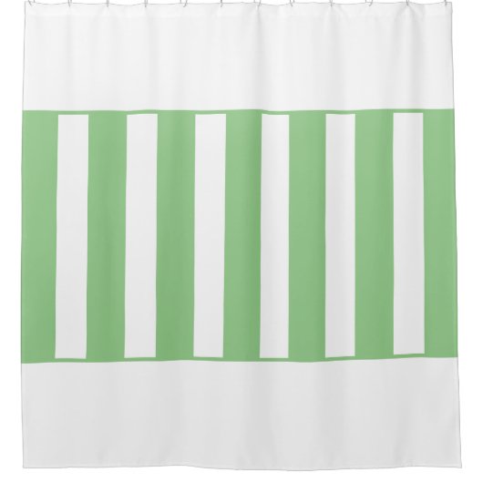 Strepen in het midden. Salie en wit. Douchegordijn (Voorkant)