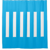 Strepen in het midden. Skye Blauw en wit. Douchegordijn (Voorkant)