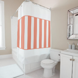 Strepen in het midden. Zalm en wit. Douchegordijn