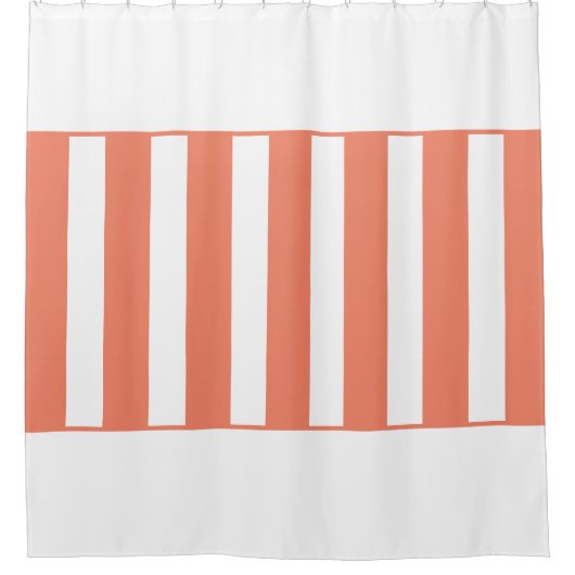 Strepen in het midden. Zalm en wit. Douchegordijn (Voorkant)
