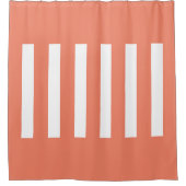 Strepen in het midden. Zalm en wit. Douchegordijn (Voorkant)