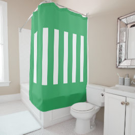 Strepen in het midden. Zee Groen en wit. Douchegordijn