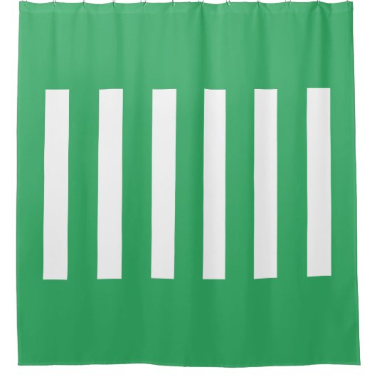 Strepen in het midden. Zee Groen en wit. Douchegordijn (Voorkant)