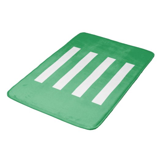Strepen in het midden. Zeegroen en wit. Badmat (Gekanteld)
