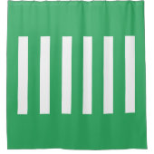 Strepen in het midden. Zeegroen en wit. Douchegordijn (Voorkant)