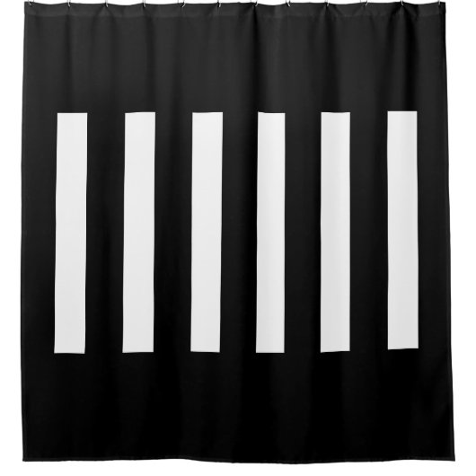 Strepen in het midden. Zwart-Wit. Douchegordijn (Voorkant)