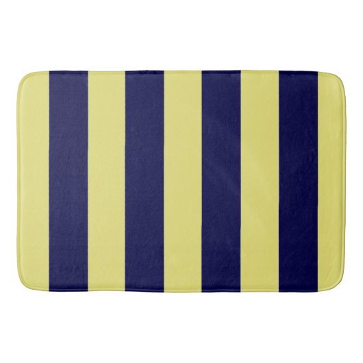 Strepen in marineblauw en geel badmat (Voorkant)