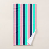 Strepen in Mint Green, Pink en Navy Blue Bad Handdoek (Handdoek)