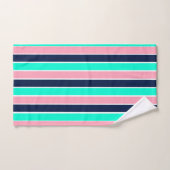 Strepen in Mint Green, Pink en Navy Blue Bad Handdoek (Handdoek)