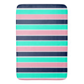 Strepen in Mint Green, Pink en Navy Blue Badmat (Voorkant Verticaal)