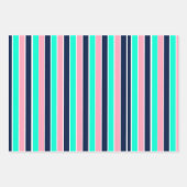 Strepen in Mint Green, Pink en Navy Blue Inpakpapier Vel (Voorkant 2)