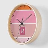 strepen in roze, wit en oranje met monogram (Hoek)