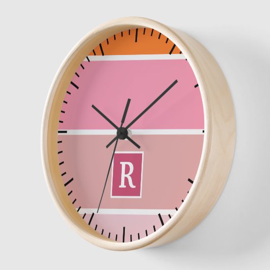 strepen in roze, wit en oranje met monogram (Hoek)