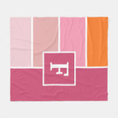 strepen in roze, wit en oranje met monogram fleece deken (Voorkant (Horizontaal))