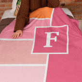 strepen in roze, wit en oranje met monogram fleece deken