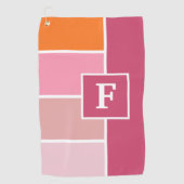 strepen in roze, wit en oranje met monogram golfhanddoek (Voorkant)