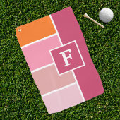 strepen in roze, wit en oranje met monogram golfhanddoek