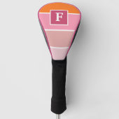strepen in roze, wit en oranje met monogram golfheadcover (Voorkant)