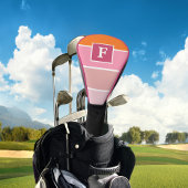 strepen in roze, wit en oranje met monogram golfheadcover