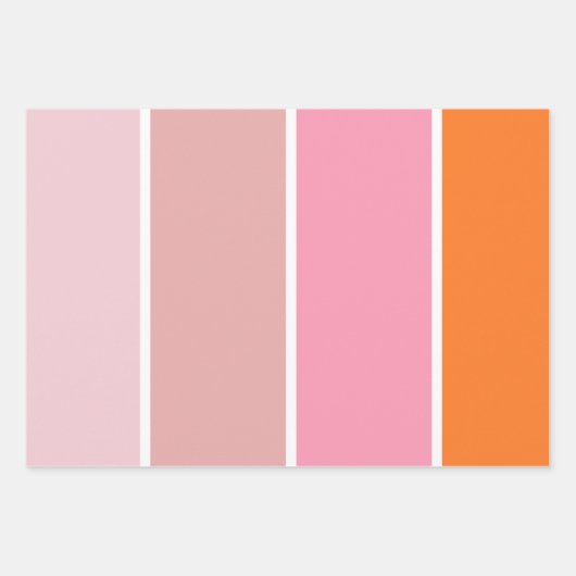 strepen in roze, wit en oranje met monogram inpakpapier vel (Voorkant 2)