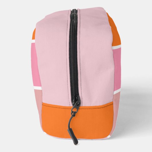 strepen in roze, wit en oranje met monogram toilettasje (Rechts)