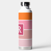 strepen in roze, wit en oranje met monogram waterfles (Links)
