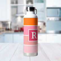strepen in roze, wit en oranje met monogram
