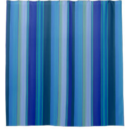 Strepen in tinten blauw douchegordijn