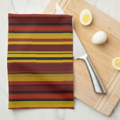 Strepen in tinten van granaat en goud theedoek (Quarter Fold)