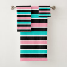 Strepen in Zwart Roze en Blauw