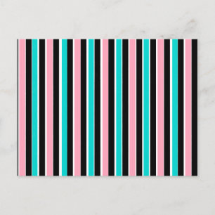 Strepen in Zwart Roze en Blauw Briefkaart