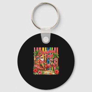 Strepen kerst in juli zomer kerstman strand sleutelhanger