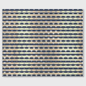 Strepen Lijnen Minimale Zilveren Hart Goud Blauw N Cadeaupapier (Vlak)