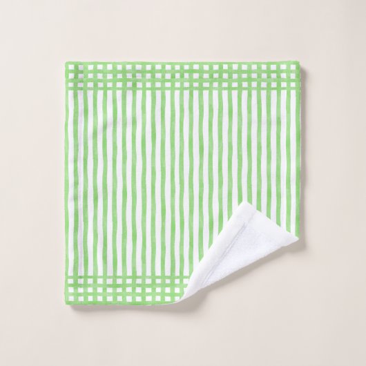 Strepen Lime Groene en Witte Handdoek (Wasdoekje)