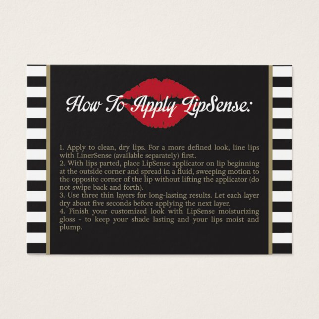 Strepen - Lippen - Goud - Hoe aan te brengen - Tip Visitekaartjes (Voorkant)