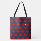 Strepen, lippen & liefde hart stijlvolle canvas ta tote bag (Voorkant)