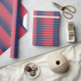 Strepen Marine en Rode Streep Inpakpapier