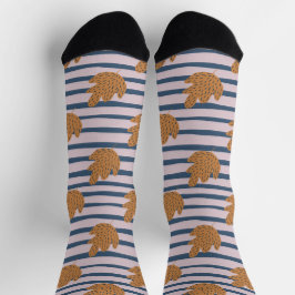  strepen met bladpatroon Naadloos Herfst Sokken