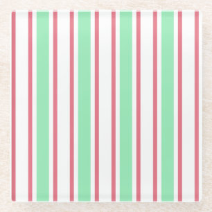 strepen met gemint groen, roze en wit snoep glazen onderzetter