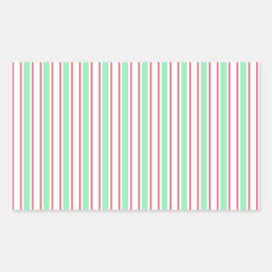 strepen met gemint groen, roze en wit snoep rechthoekige sticker