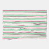 strepen met gemint groen, roze en wit snoep theedoek (Horizontaal)