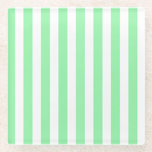 strepen met groene en witte snoep glazen onderzetter (Voorkant)