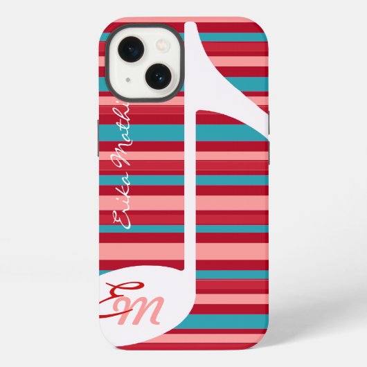 Strepen met muzieknoot iPhone hoesje (Achterkant)
