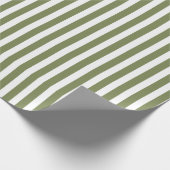 strepen met olijfgroen en wit snoep cadeaupapier (Hoek)