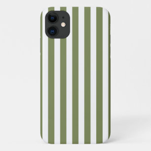 strepen met olijfgroen en wit snoep Case-Mate iPhone case