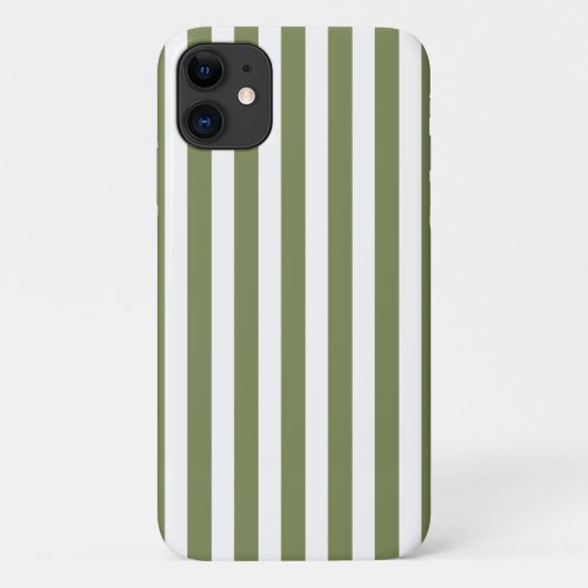 strepen met olijfgroen en wit snoep Case-Mate iPhone case (Achterkant)