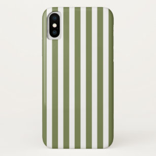 strepen met olijfgroen en wit snoep Case-Mate iPhone case