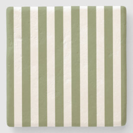 strepen met olijfgroen en wit snoep stenen onderzetter