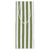 strepen met olijfgroen en wit snoep wijn cadeautas (Achterkant)
