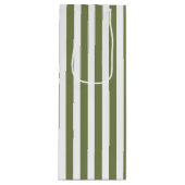 strepen met olijfgroen en wit snoep wijn cadeautas (Voorkant)